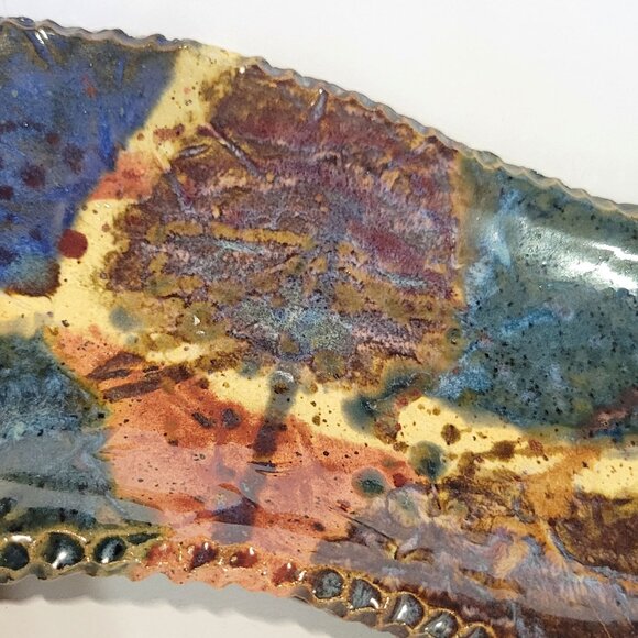 Rustic Earthenware Handmade Desert Ceramic Tray Vintage - Picture 4 of 7